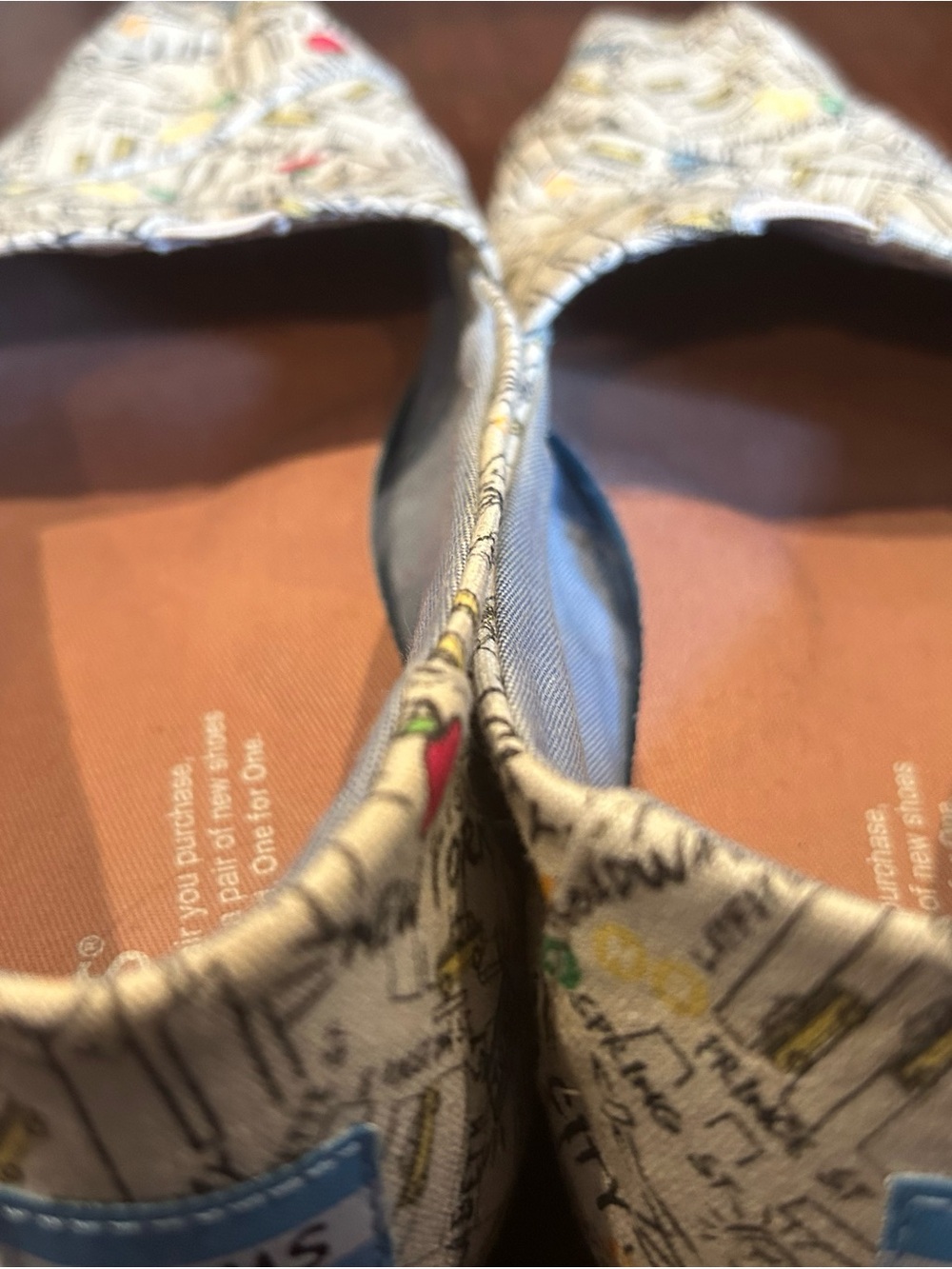TOMS Canvas Slip-Ons with New York Map Print in Cream, Red, Yellow, Blue - Picture 10 of 10